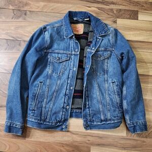 Levis Fleece Blanket Lined Denim Jacket Blue Size Small